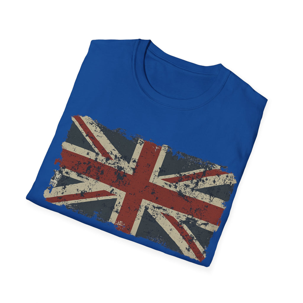 Vintage British Flag Softstyle T-Shirt, Casual Wear, Travel Apparel, Vintage Style Tee