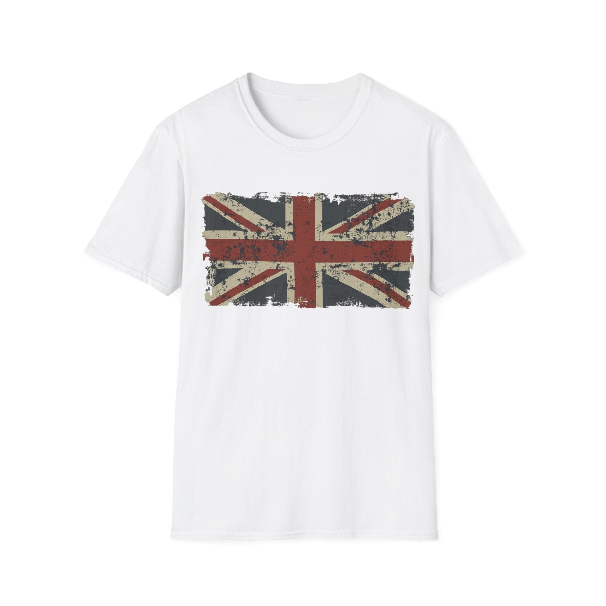 Vintage British Flag Softstyle T-Shirt, Casual Wear, Travel Apparel, Vintage Style Tee