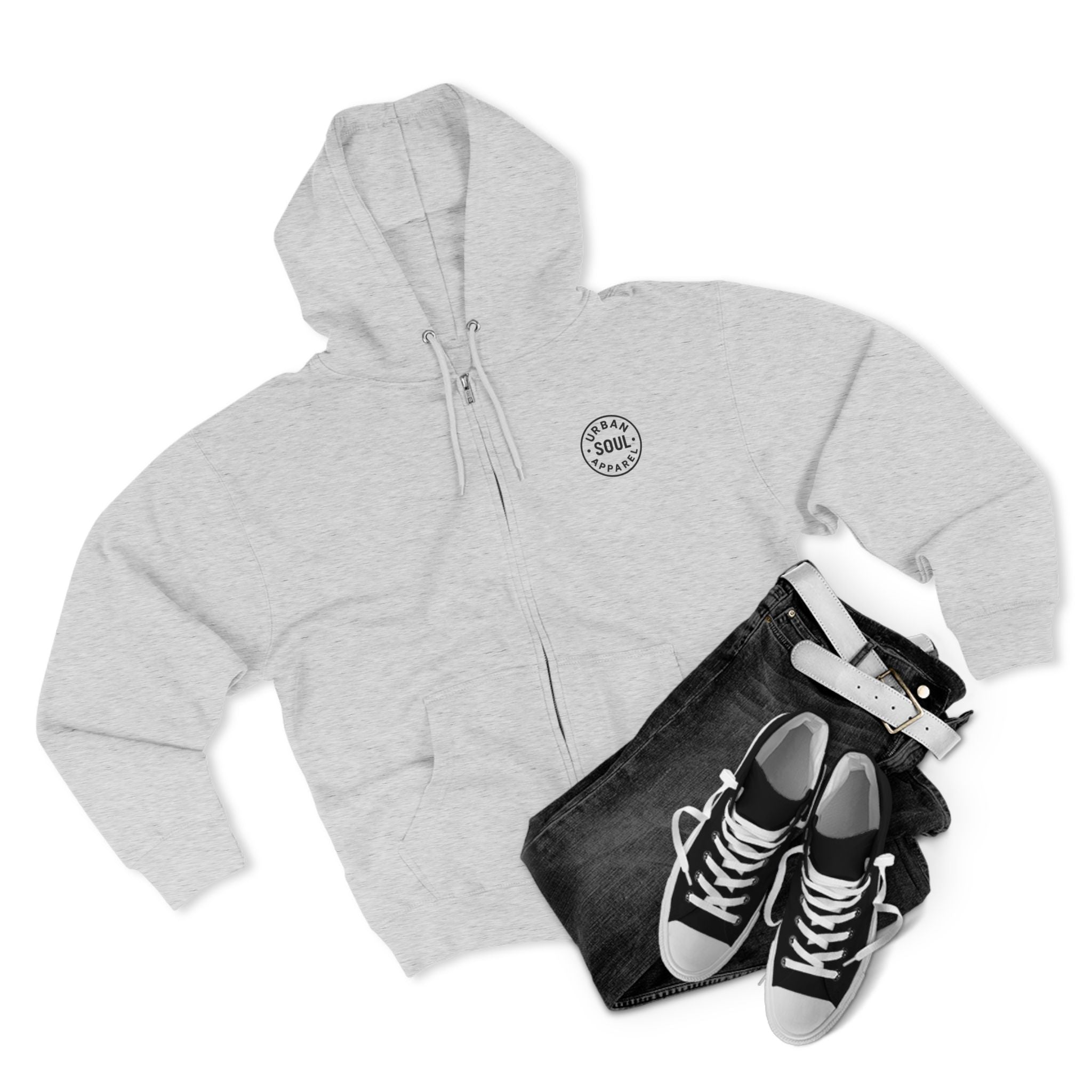 Urban Soul Apparel  Zip Hoodie with Vintage Soul Design, Perfect for Casual Outfits, Gift for Friends, Comfortable Layering, Great for Relaxing