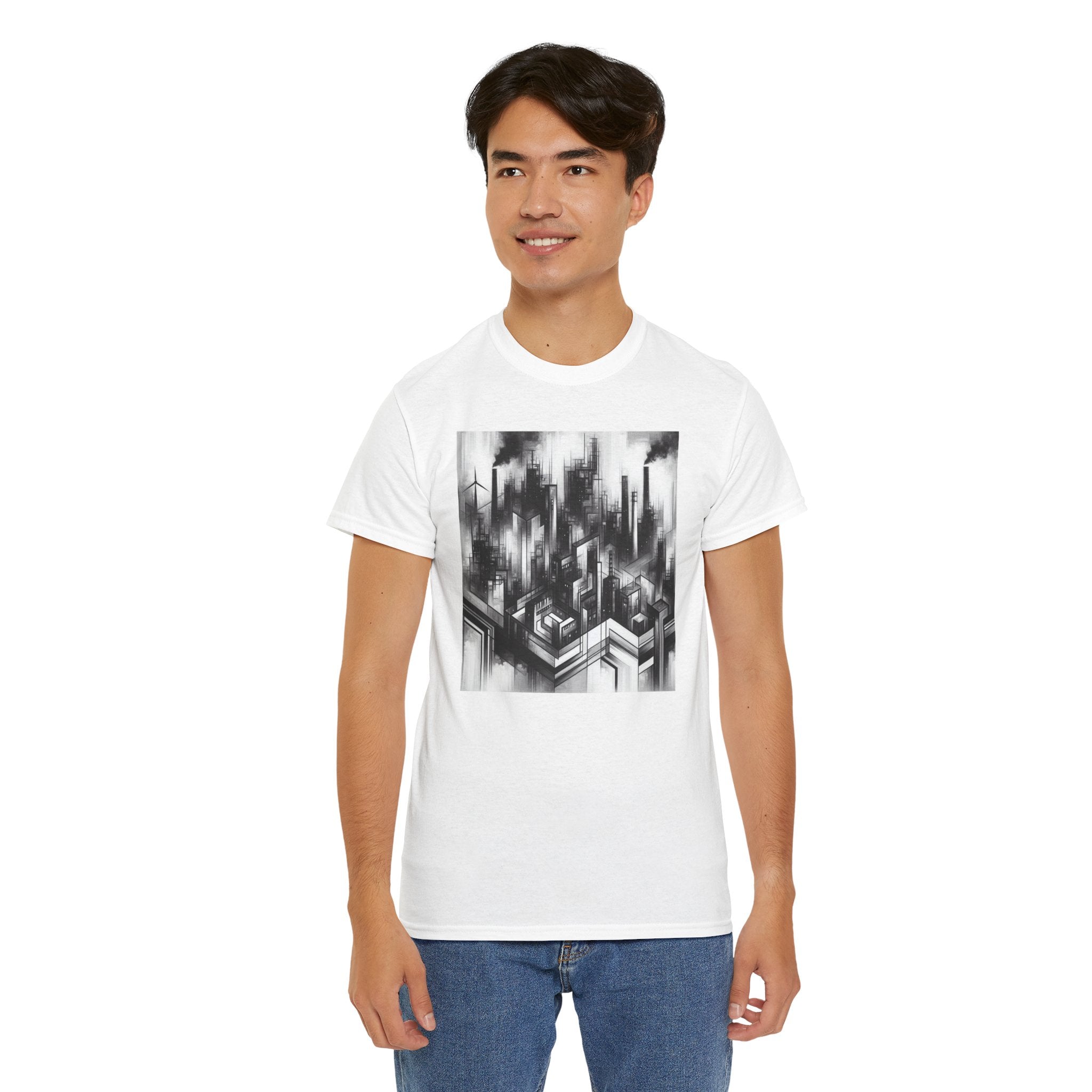 Urban Soul Apparel Cityscape Unisex Heavy Cotton Tee, Streetwear Fashion, Graphic Tee, Gift for Urban Explorers, Casual Wear