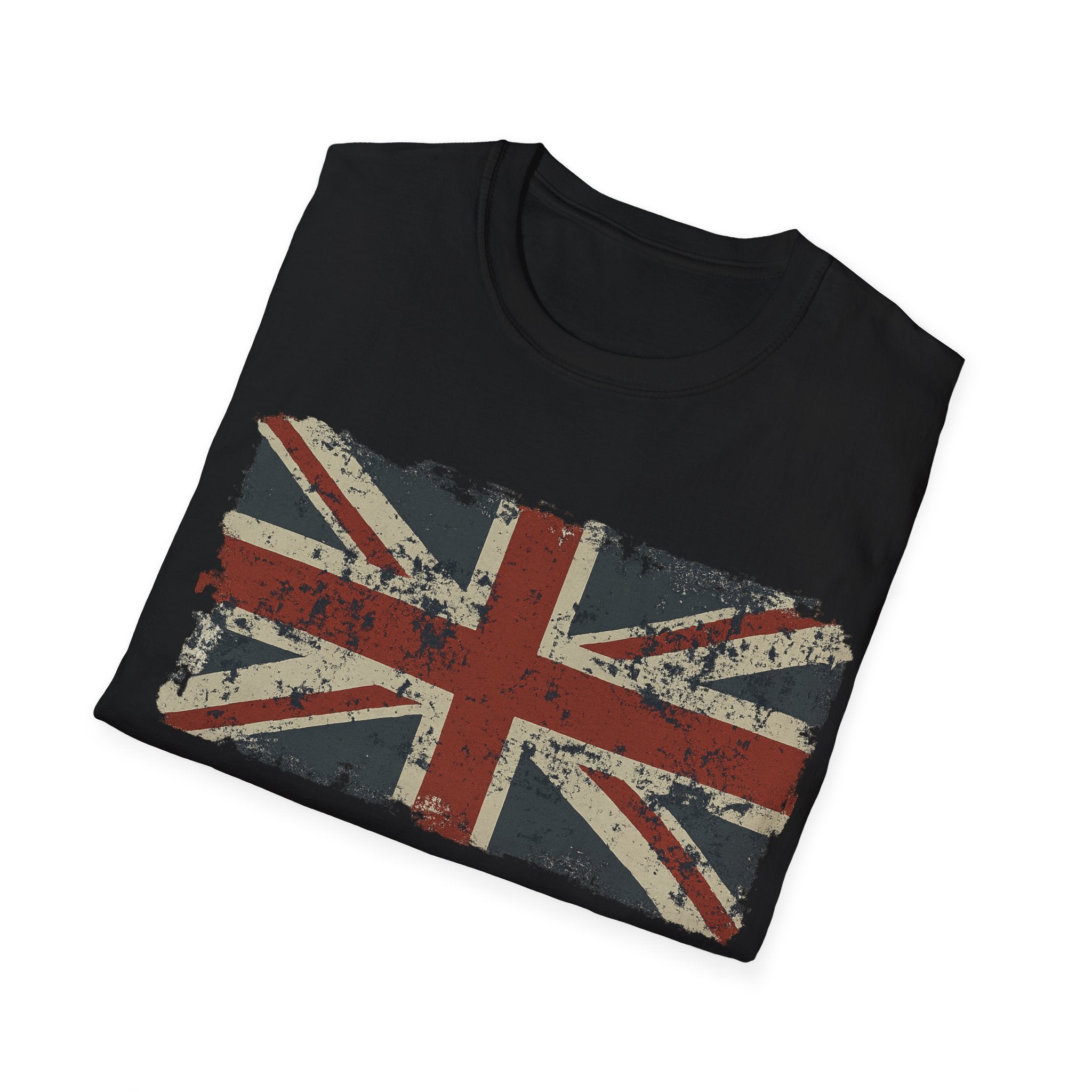 Vintage British Flag Softstyle T-Shirt, Casual Wear, Travel Apparel, Vintage Style Tee