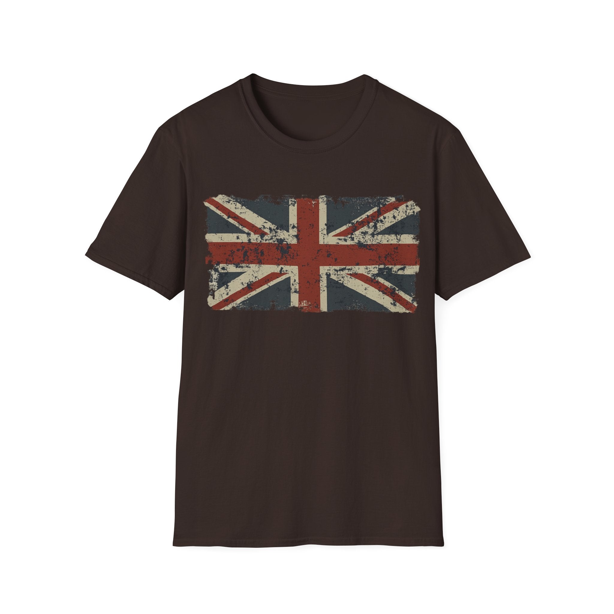 Vintage British Flag Softstyle T-Shirt, Casual Wear, Travel Apparel, Vintage Style Tee