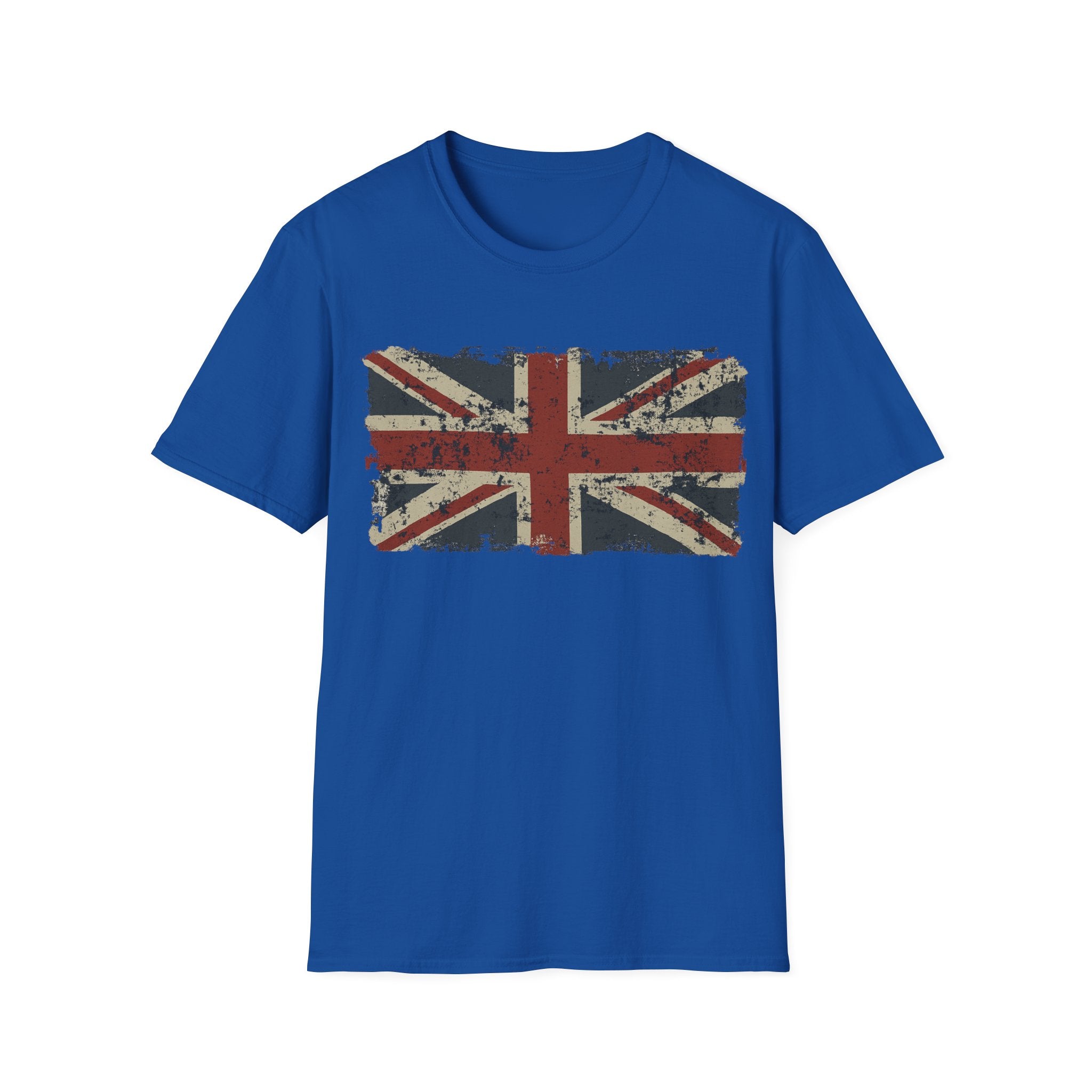 Vintage British Flag Softstyle T-Shirt, Casual Wear, Travel Apparel, Vintage Style Tee
