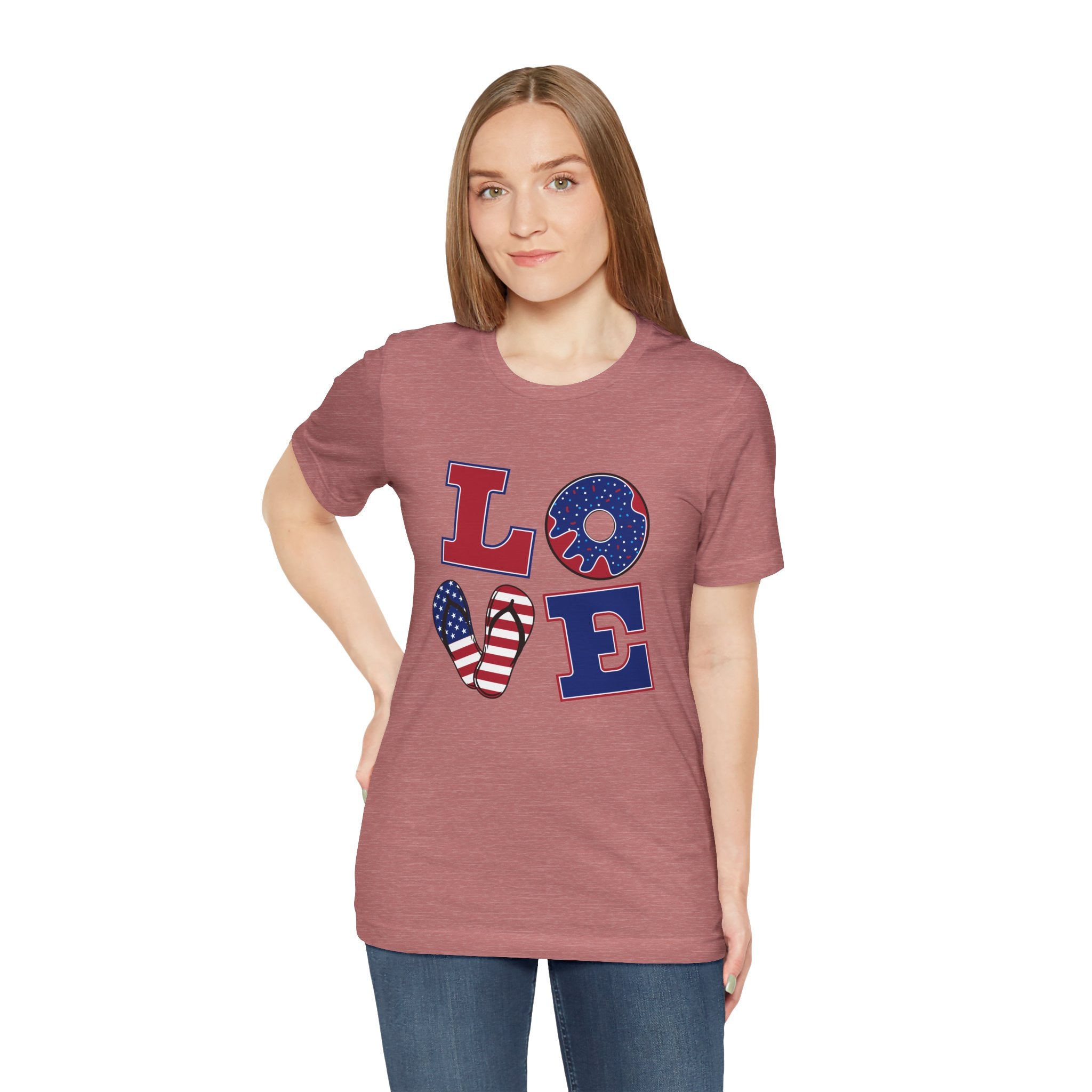 Love Tee - From Urban Soul Apparel Women's Jersey Short Sleeve Shirt, Independence Day Shirt, Casual Summer Tee, Fun Gift for Friends, Festive Apparel