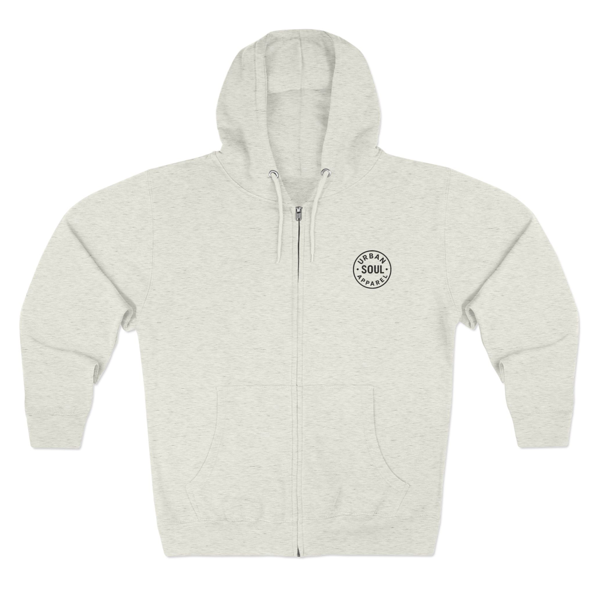 Urban Soul Apparel  Zip Hoodie with Vintage Soul Design, Perfect for Casual Outfits, Gift for Friends, Comfortable Layering, Great for Relaxing