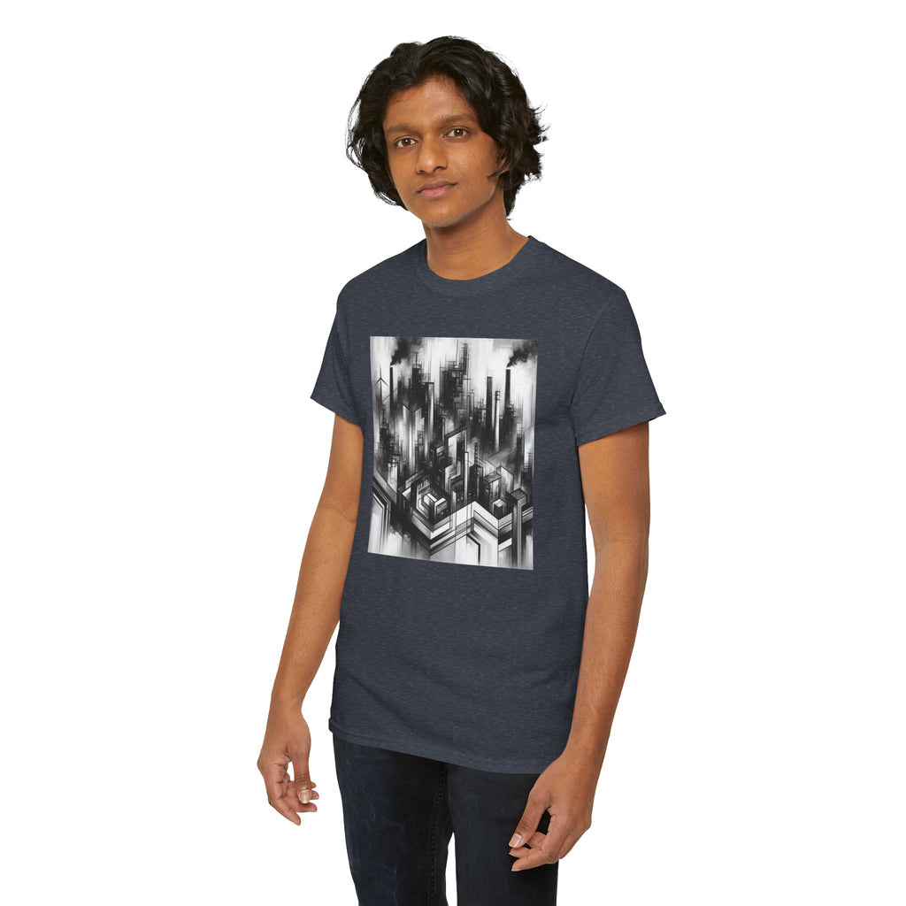 Urban Soul Apparel Cityscape Unisex Heavy Cotton Tee, Streetwear Fashion, Graphic Tee, Gift for Urban Explorers, Casual Wear