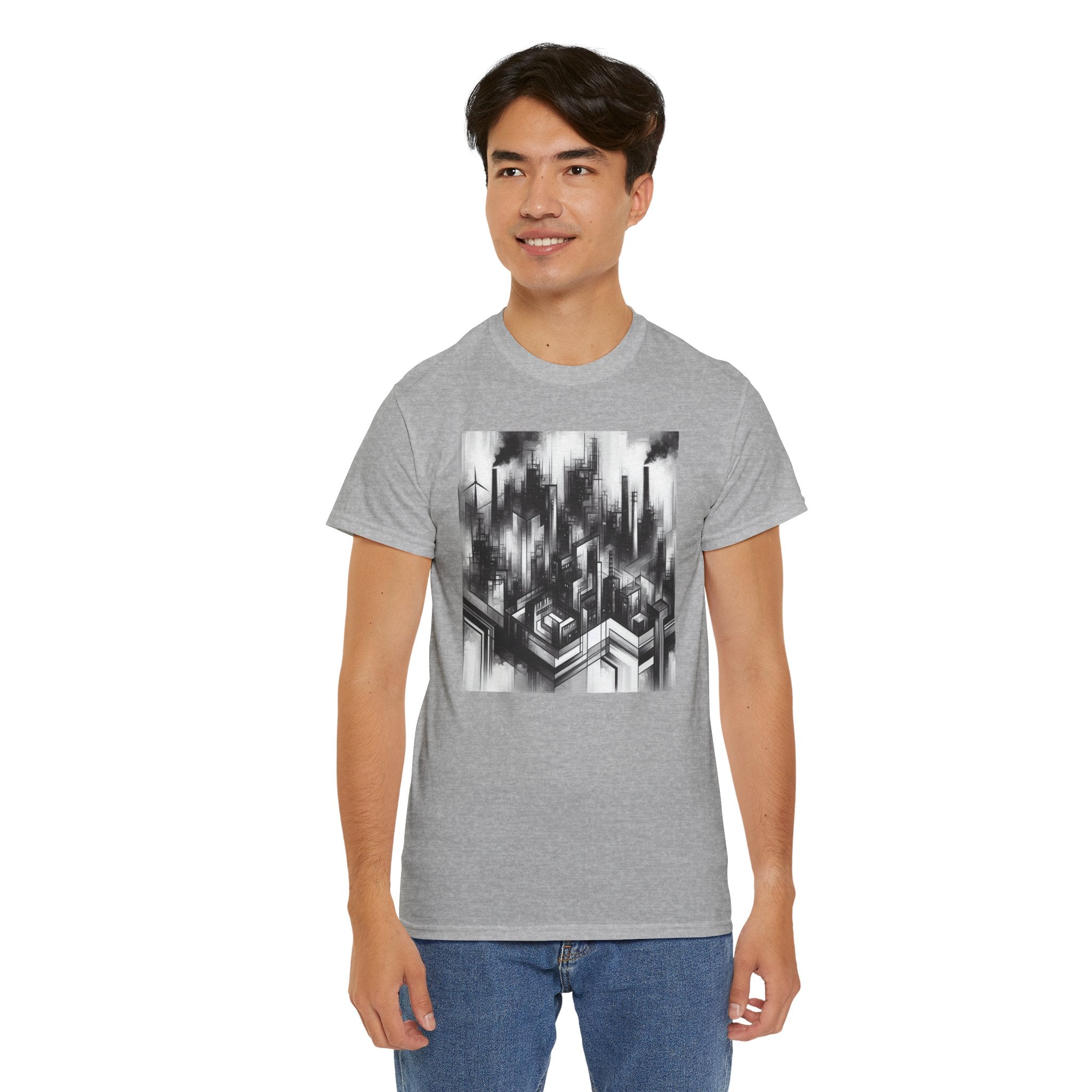 Urban Soul Apparel Cityscape Unisex Heavy Cotton Tee, Streetwear Fashion, Graphic Tee, Gift for Urban Explorers, Casual Wear