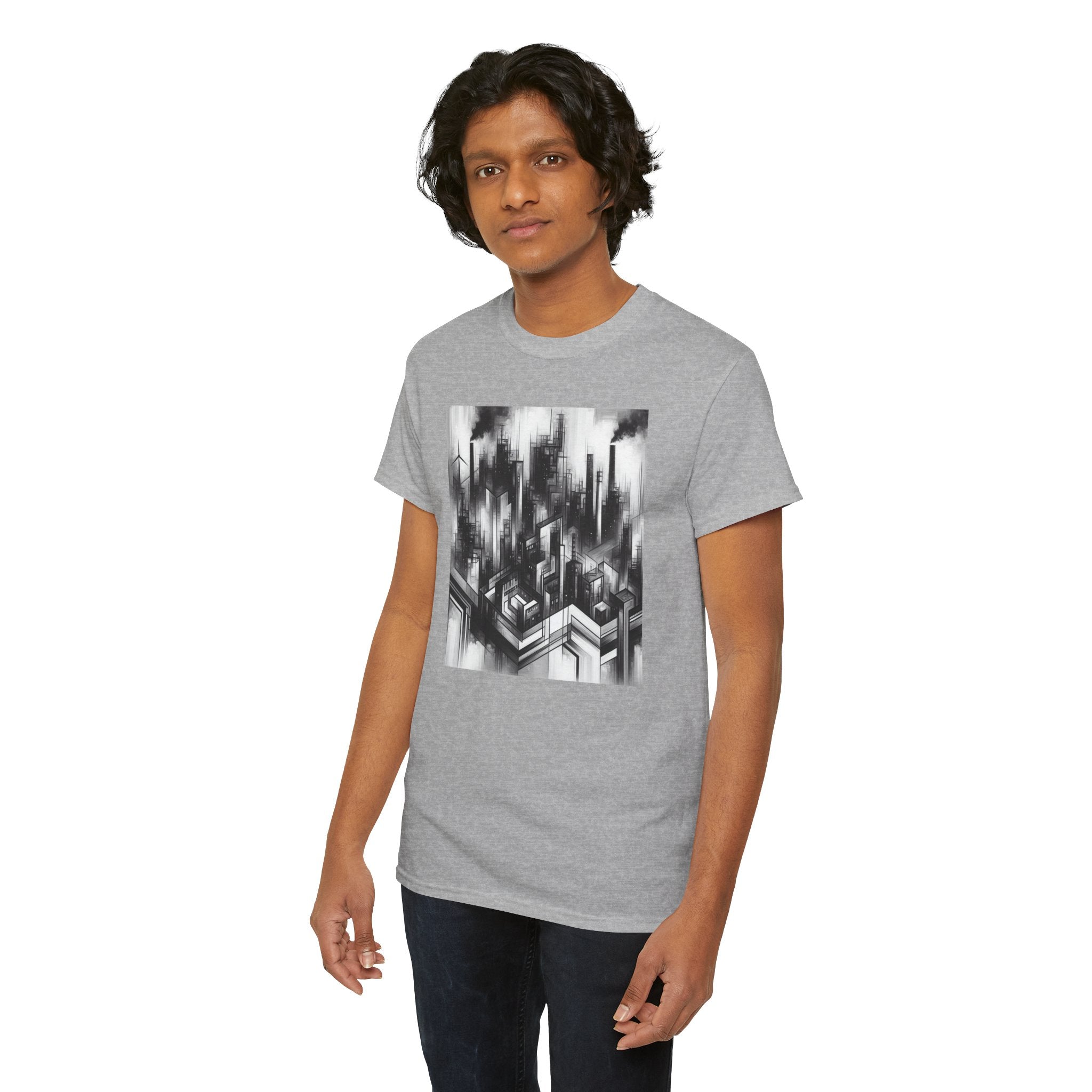 Urban Soul Apparel Cityscape Unisex Heavy Cotton Tee, Streetwear Fashion, Graphic Tee, Gift for Urban Explorers, Casual Wear