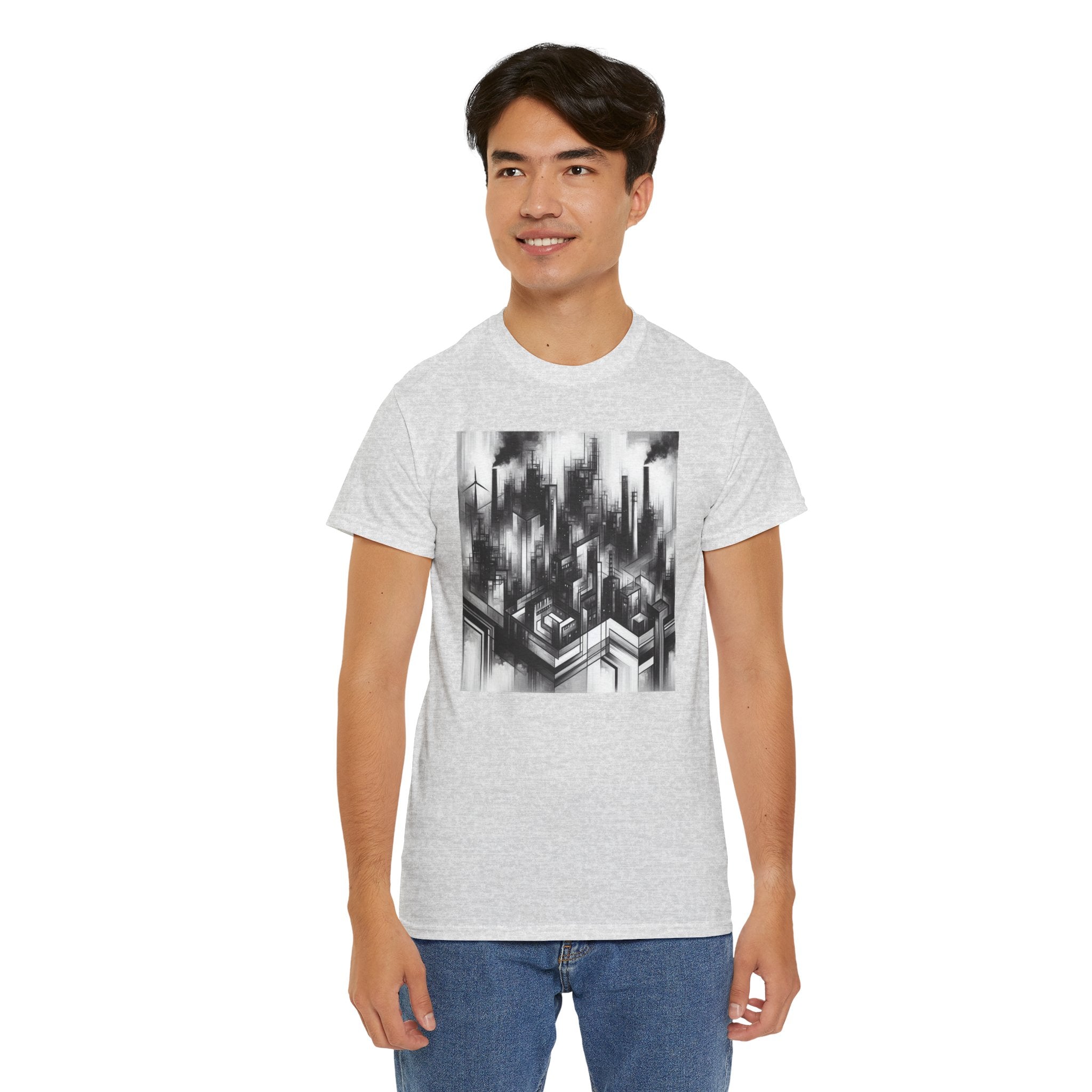 Urban Soul Apparel Cityscape Unisex Heavy Cotton Tee, Streetwear Fashion, Graphic Tee, Gift for Urban Explorers, Casual Wear