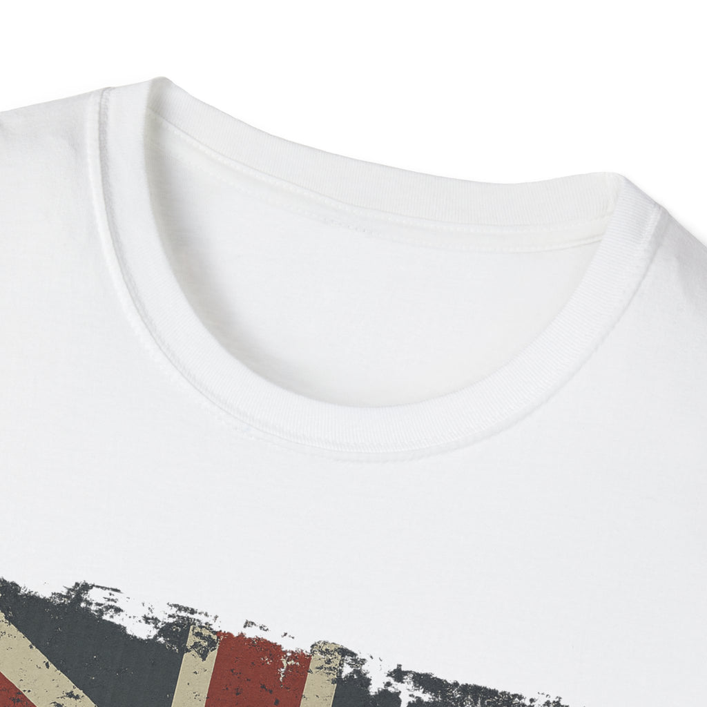 Vintage British Flag Softstyle T-Shirt, Casual Wear, Travel Apparel, Vintage Style Tee