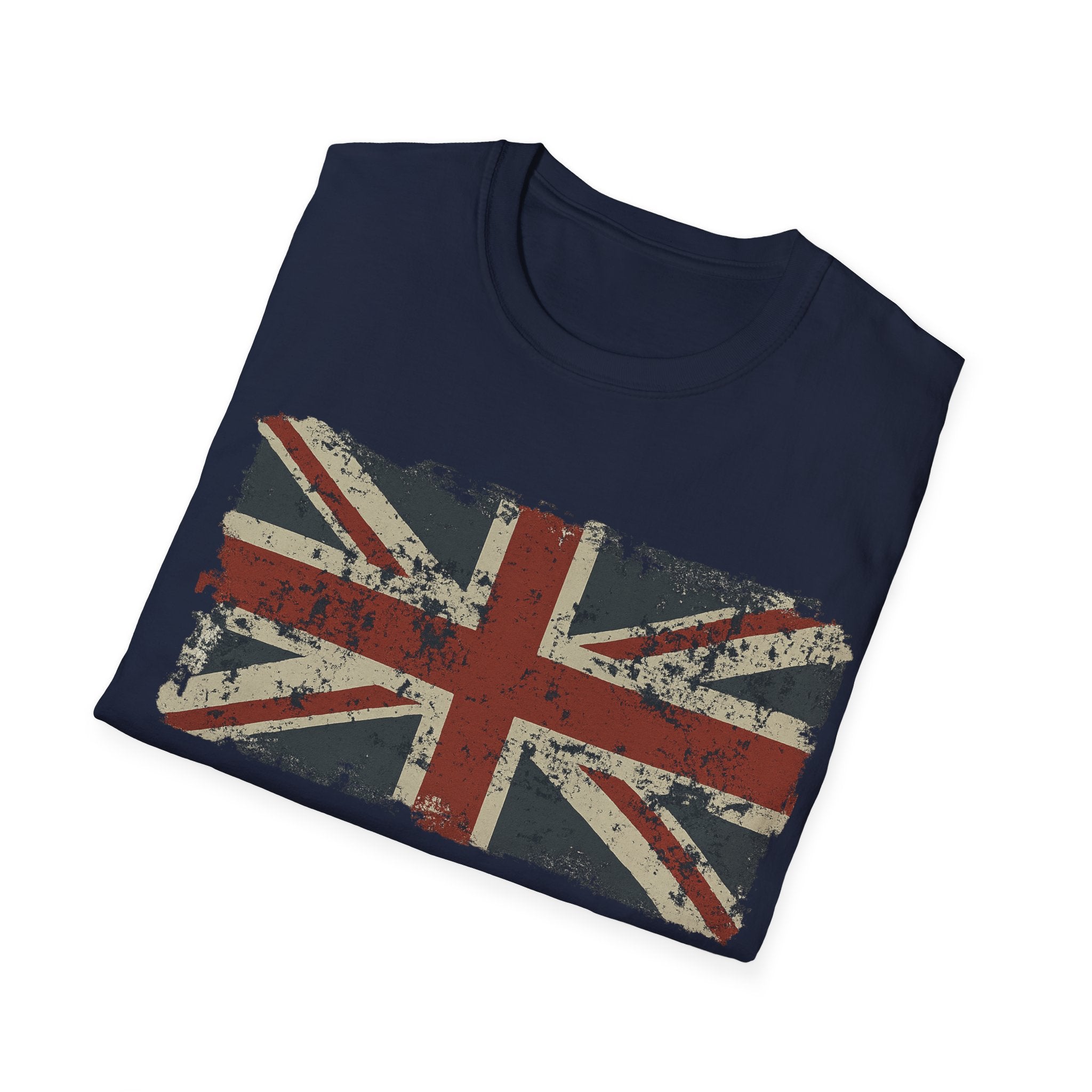 Vintage British Flag Softstyle T-Shirt, Casual Wear, Travel Apparel, Vintage Style Tee