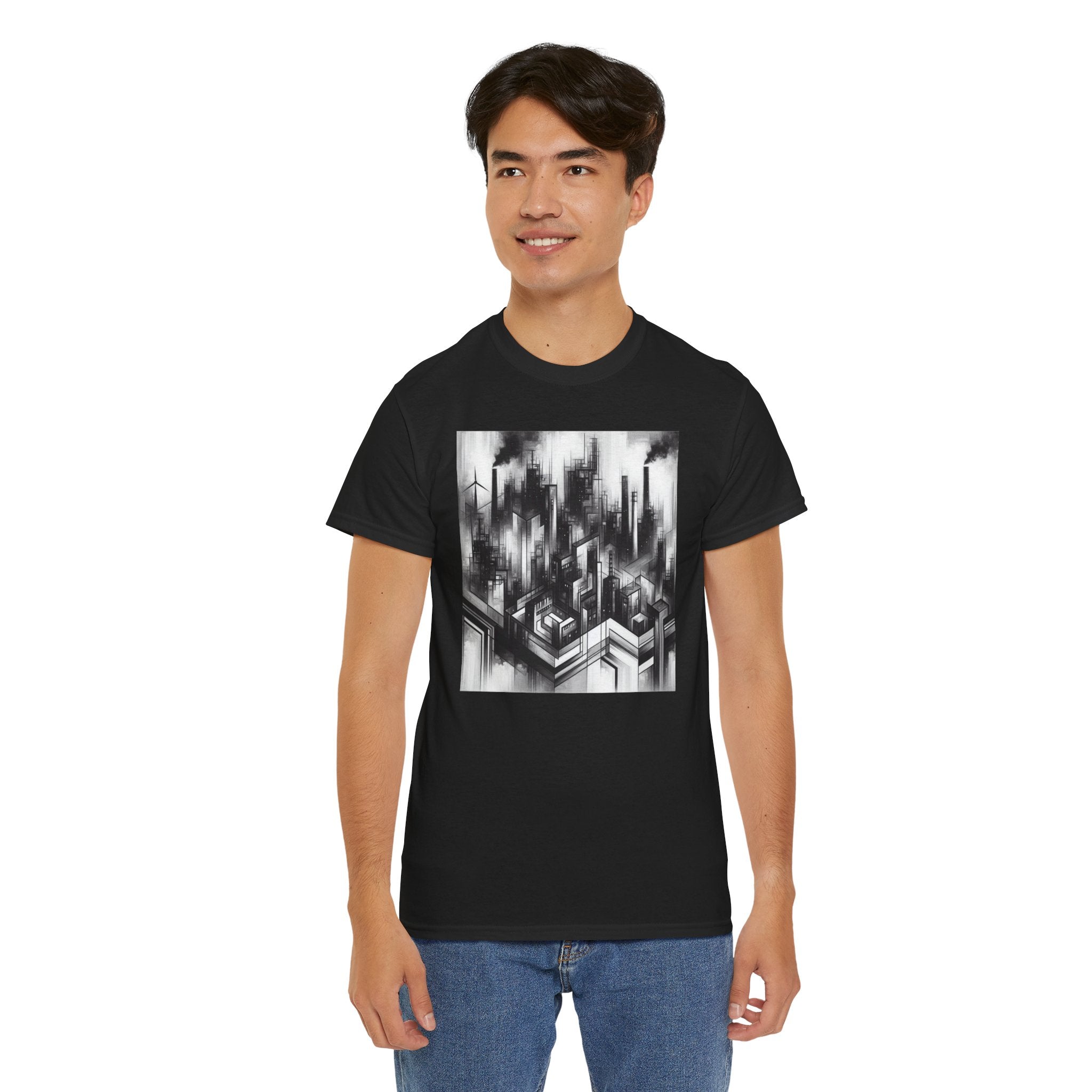 Urban Soul Apparel Cityscape Unisex Heavy Cotton Tee, Streetwear Fashion, Graphic Tee, Gift for Urban Explorers, Casual Wear