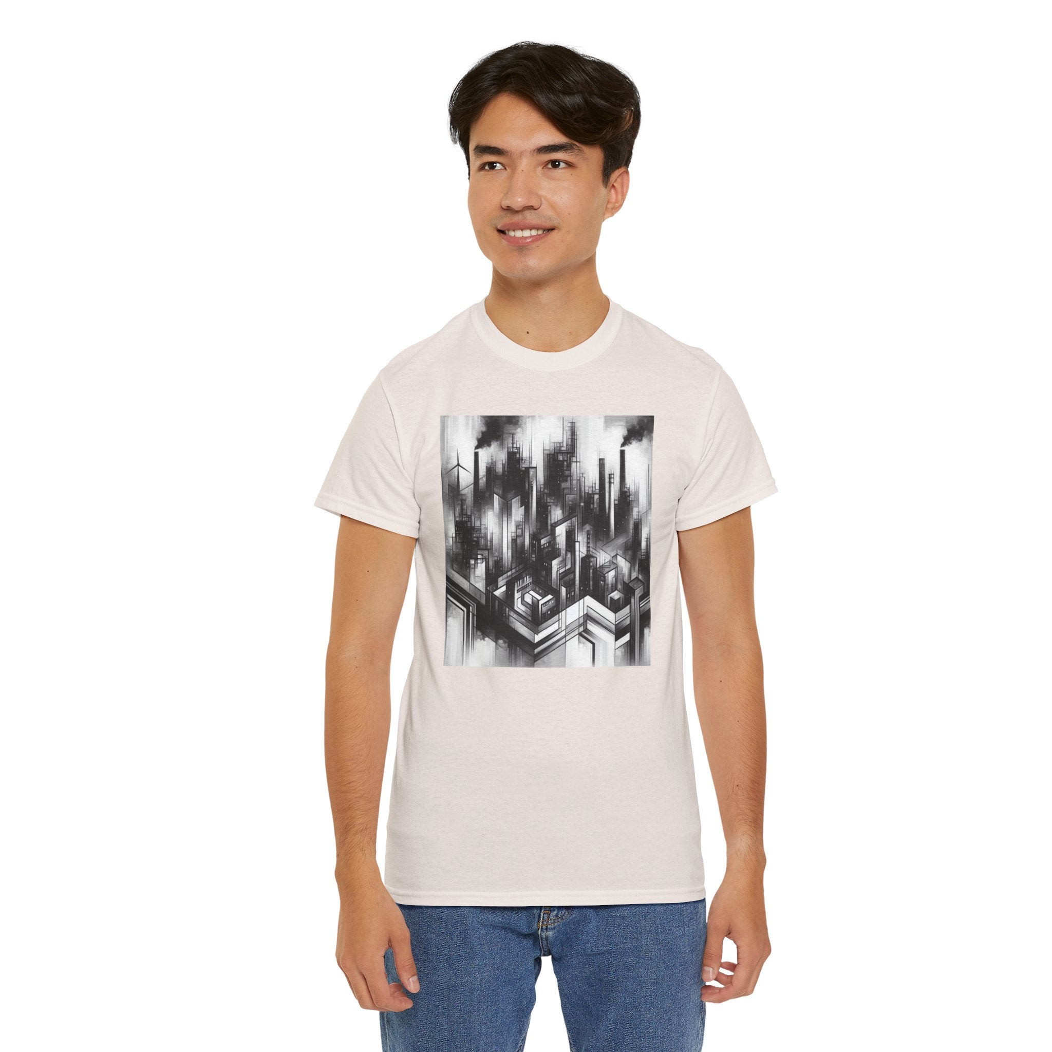 Urban Soul Apparel Cityscape Unisex Heavy Cotton Tee, Streetwear Fashion, Graphic Tee, Gift for Urban Explorers, Casual Wear