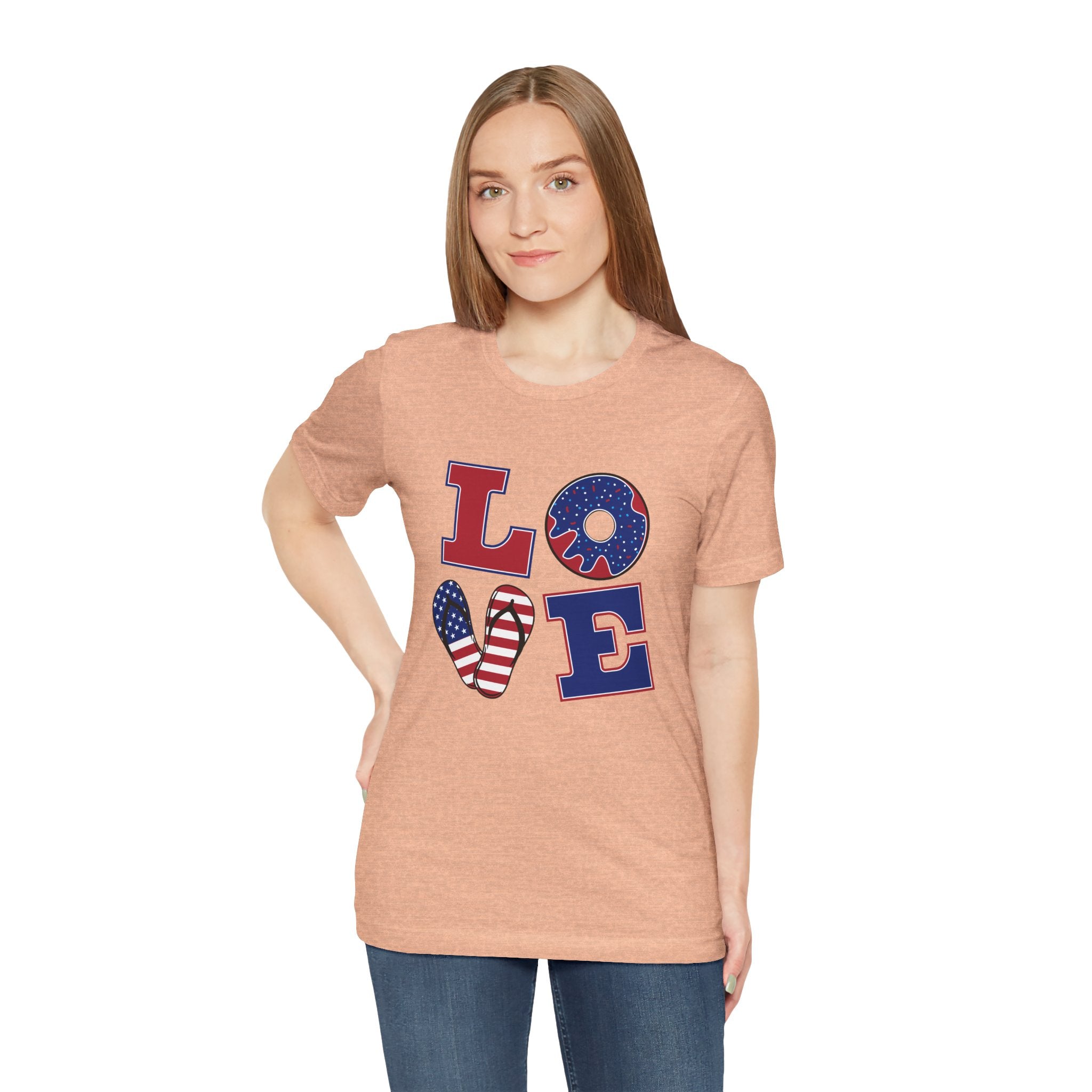 Love Tee - From Urban Soul Apparel Women's Jersey Short Sleeve Shirt, Independence Day Shirt, Casual Summer Tee, Fun Gift for Friends, Festive Apparel