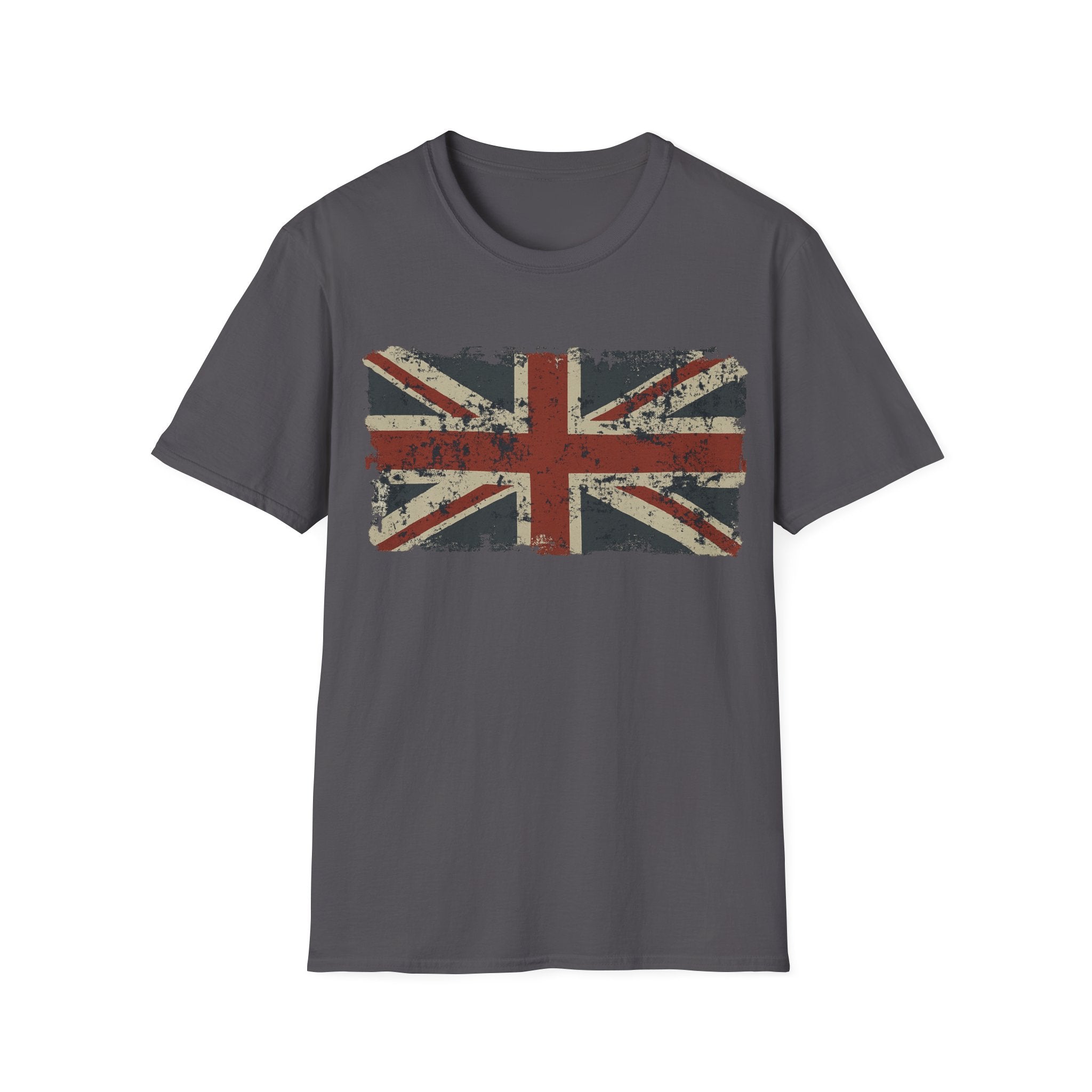 Vintage British Flag Softstyle T-Shirt, Casual Wear, Travel Apparel, Vintage Style Tee