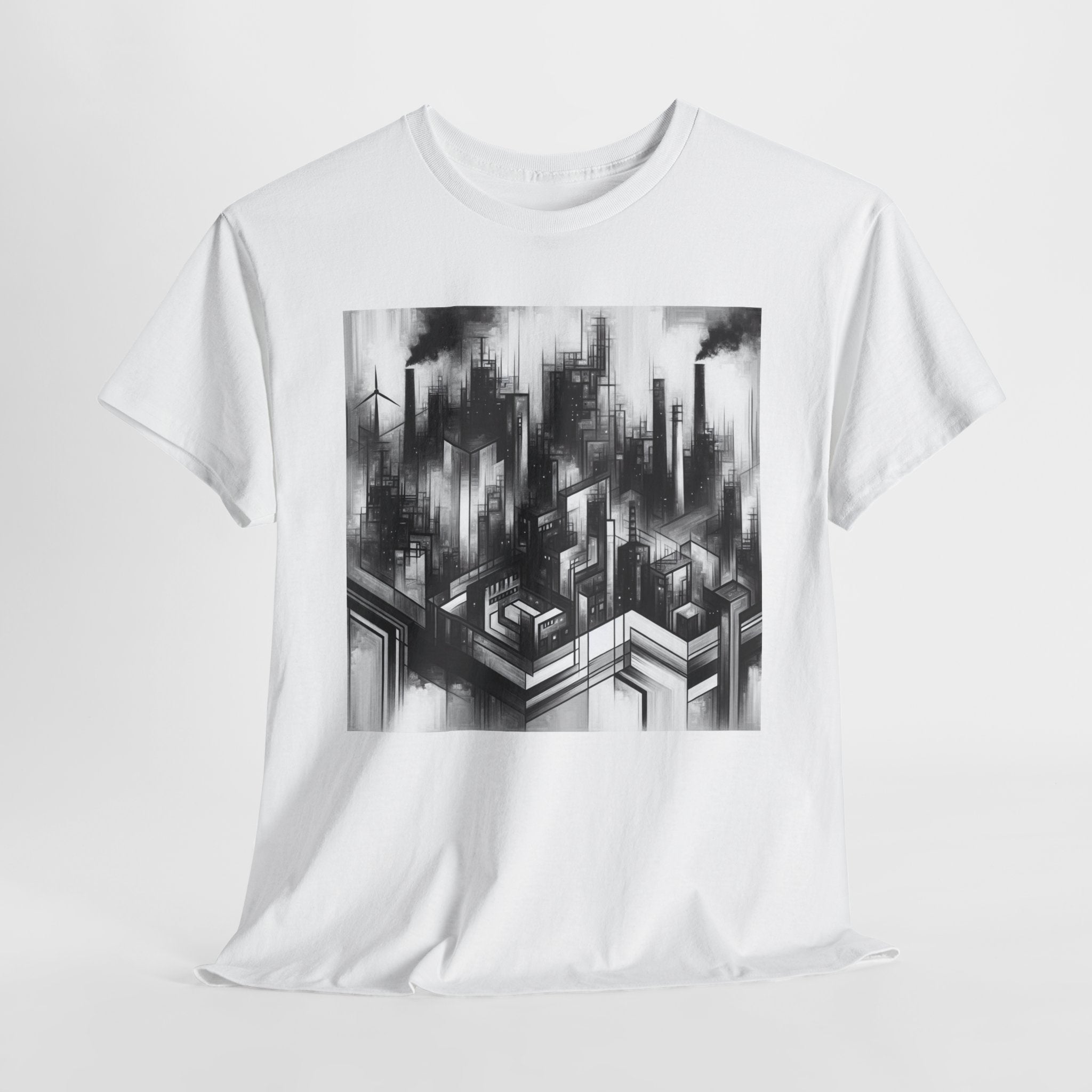 Urban Soul Apparel Cityscape Unisex Heavy Cotton Tee, Streetwear Fashion, Graphic Tee, Gift for Urban Explorers, Casual Wear