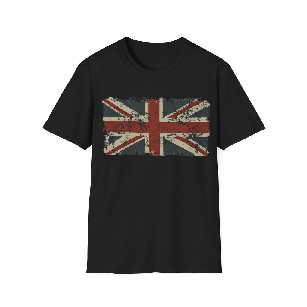 Vintage British Flag Softstyle T-Shirt, Casual Wear, Travel Apparel, Vintage Style Tee